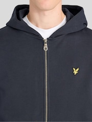 Lyle & Scott Blue Heavyweight Loopback Full Zip Hoodie - Image 4 of 6