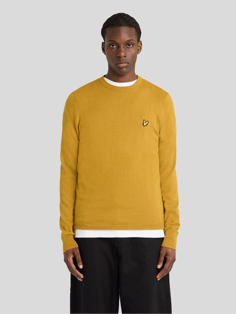 Желтый - Lyle & Scott Хлопок Меринос круглый вырез джемпер - Изображение 1 6 Желтый - Lyle & Scott Хлопок Меринос круглый вырез джемпер - Изображение 1 6