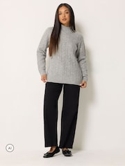 M&Co Petite кабельний в'язаний джемпер з коміром-воронкою - Image 2 of 6