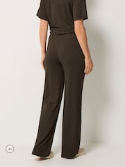 Long Tall Sally Brown Loopback Wide Leg Trousers - Image 3 of 6