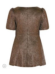 Yours Curve Brown Metallic Studded Peplum Top - Image 6 of 6