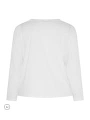 Yours Curve White Long Sleeve Henley Button T-Shirt - Image 6 of 6
