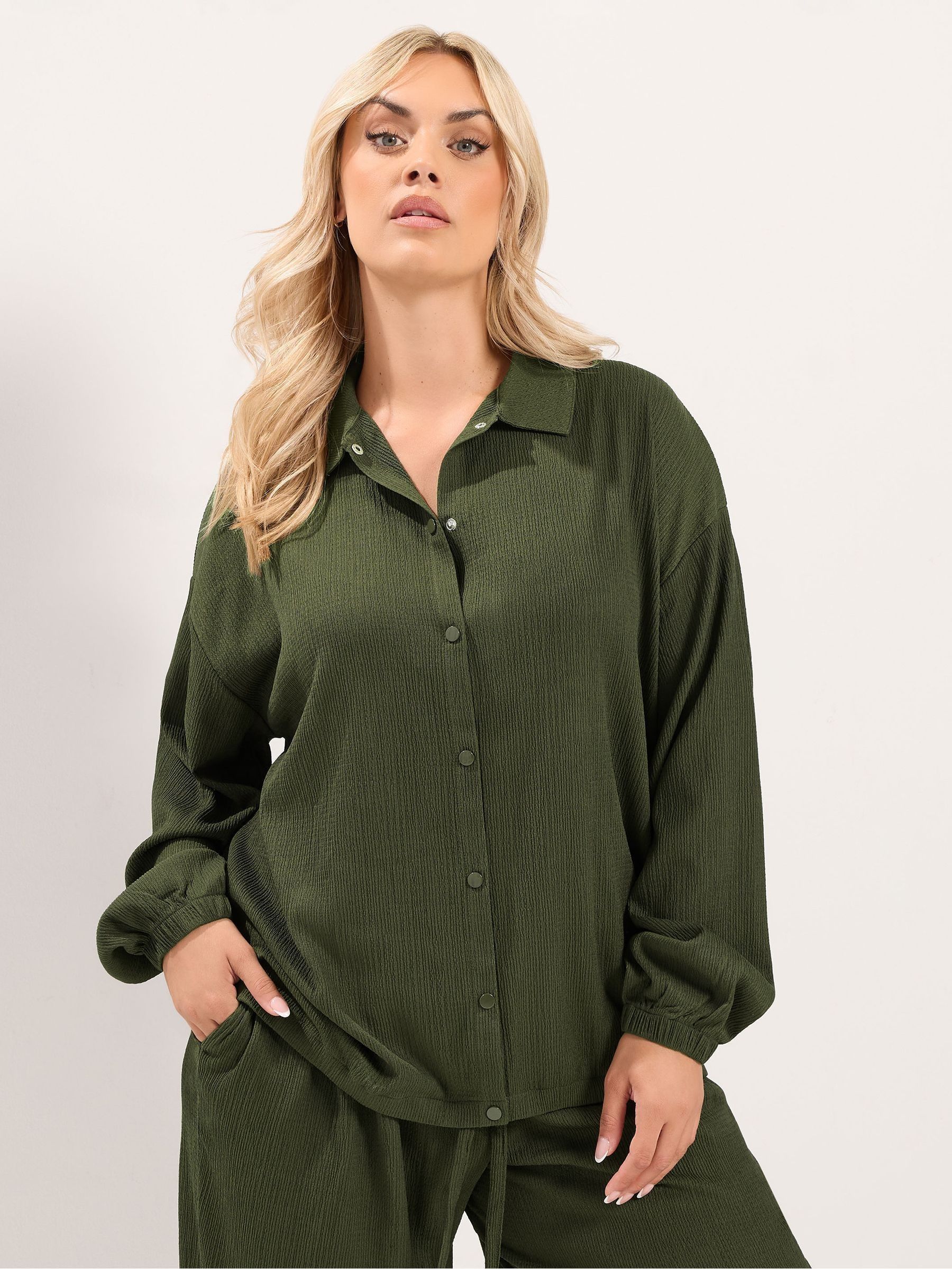 Yours Women's Dark Olive Collared Textured Jacket In | Size: 30/32 - Image 6