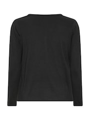 Yours Curve Black Long Sleeve Henley Button T-Shirt - Image 6 of 6
