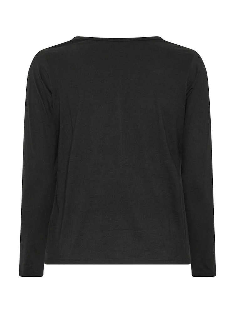 Yours Curve Black Long Sleeve Henley Button T-Shirt - Image 6 of 6 Yours Curve Black Long Sleeve Henley Button T-Shirt - Image 6 of 6