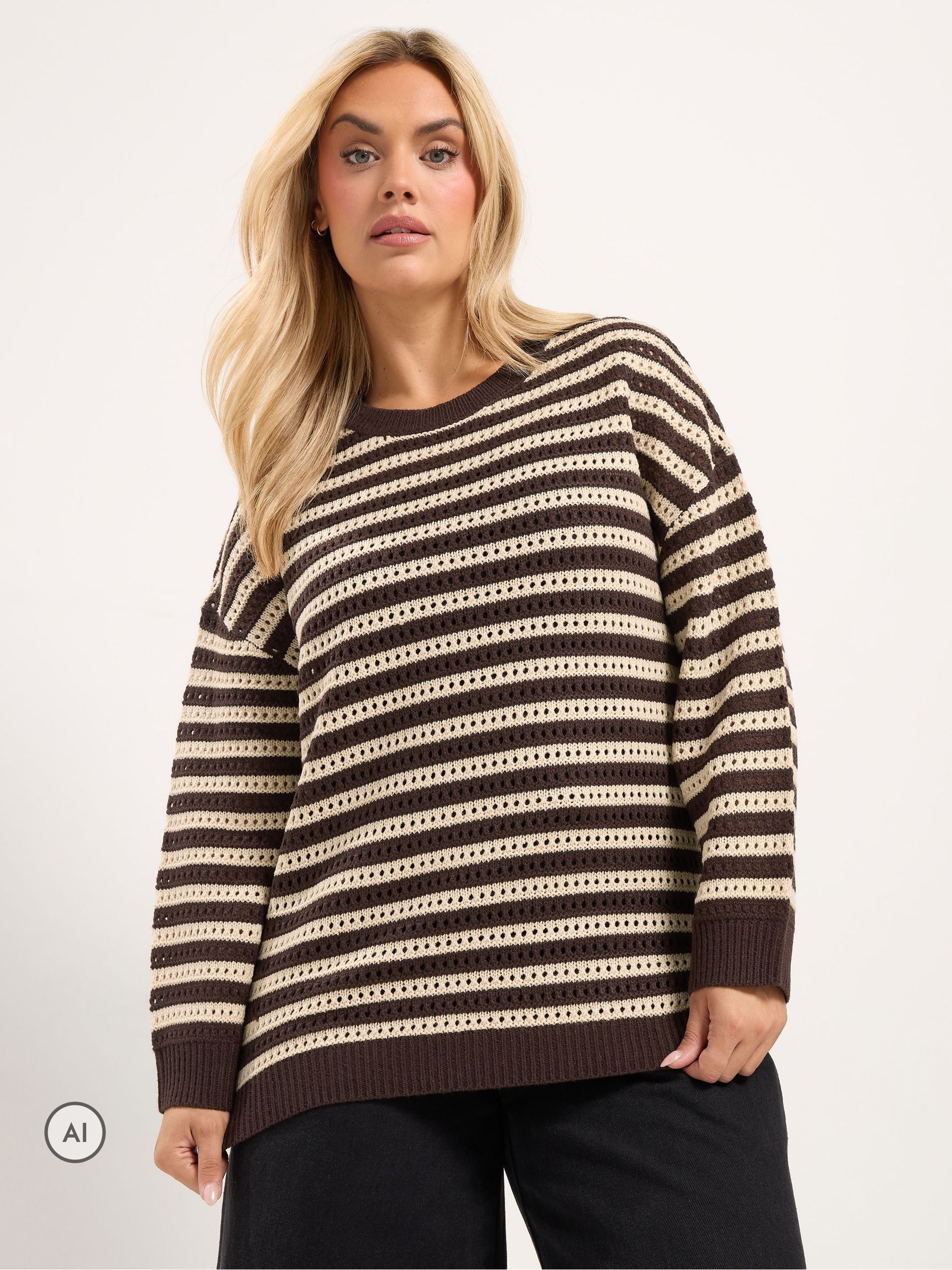 Yours Women's Multicolor Knitted Stripe Jumper | Size: 30/32 - Image 6