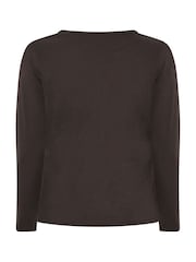 Yours Curve Brown Long Sleeve Henley Button T-Shirt - Image 6 of 6