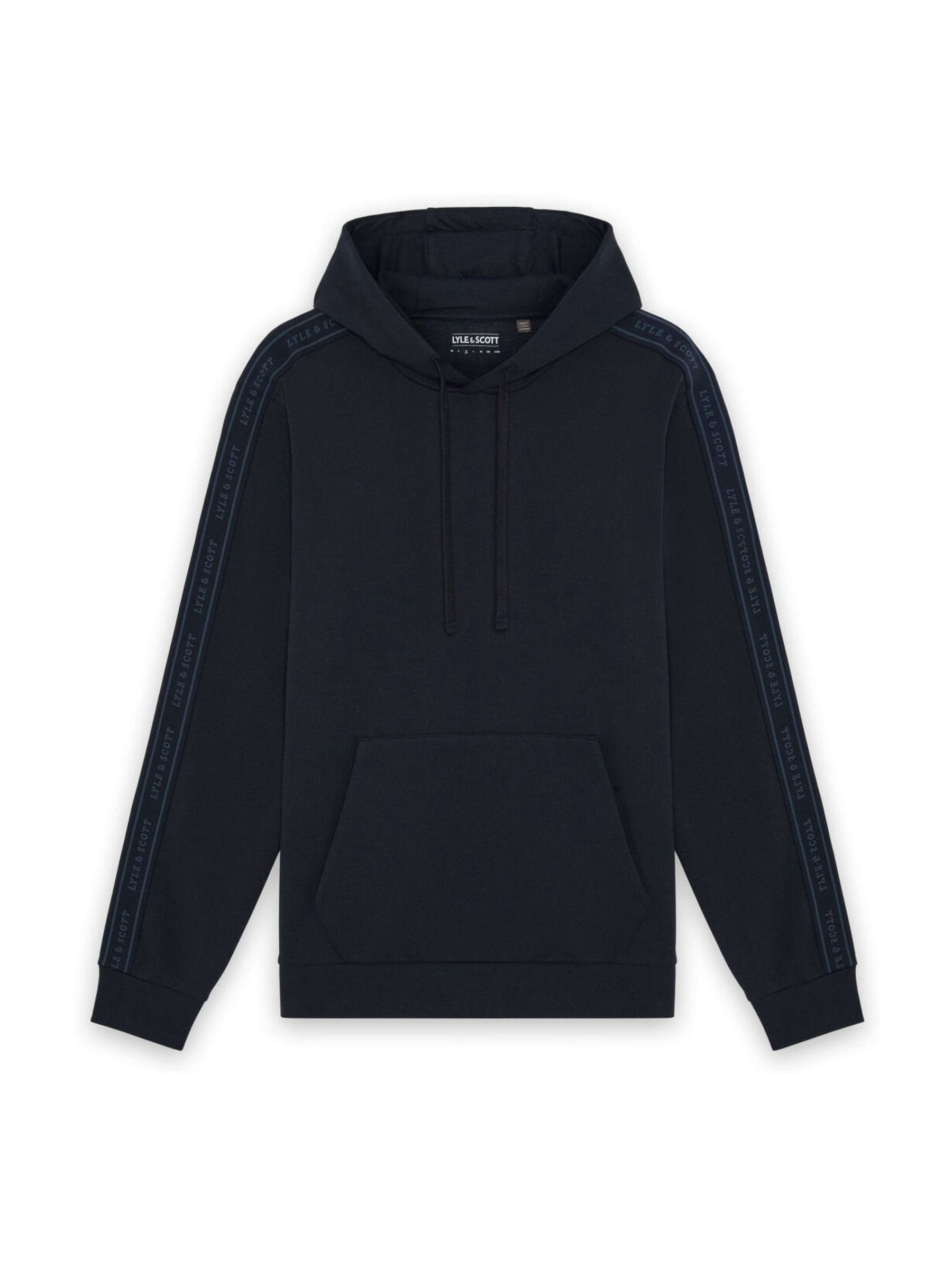 Lyle & Scott Bleu Hooded Sweatshirt Jacquard Tape - Image 2