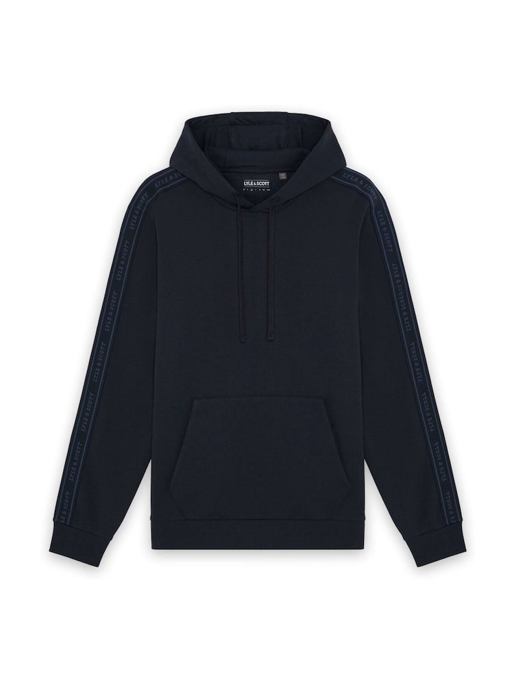 Lyle & Scott Blue Jacquard Tape Hoodie - Image 1 of 1 Lyle & Scott Blue Jacquard Tape Hoodie - Image 1 of 1