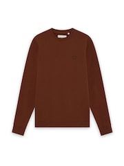 بني - سويت شيرت Superfine بياقة بحافة مستديرة من Lyle & Scott - صورة 1 من 1