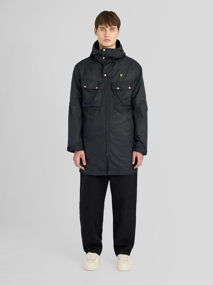 Lyle & Scott Black Waxed Guard Parka Jacket - Image 2 of 6