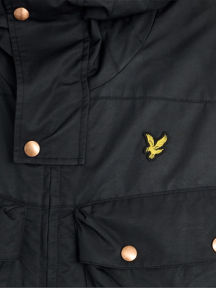 Lyle & Scott Black Waxed Guard Parka Jacket - Image 6 of 6