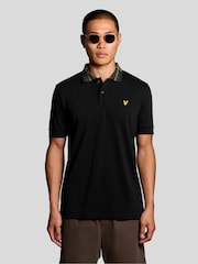 Lyle & Scott Black Tartan Collar Polo Shirt - Image 1 of 6
