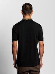 Lyle & Scott Black Tartan Collar Polo Shirt - Image 2 of 6