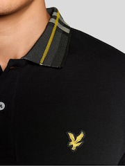 Lyle & Scott Black Tartan Collar Polo Shirt - Image 3 of 6