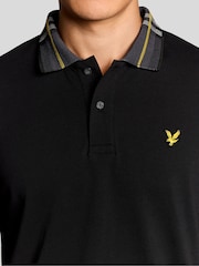 Lyle & Scott Black Tartan Collar Polo Shirt - Image 4 of 6