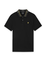 Lyle & Scott Black Tartan Collar Polo Shirt - Image 6 of 6