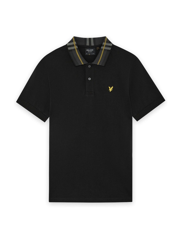 Lyle & Scott Black Tartan Collar Polo Shirt - Image 6 of 6