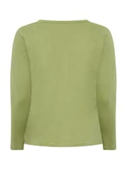 Yours Curve Green Long Sleeve Henley Button T-Shirt - Image 6 of 6
