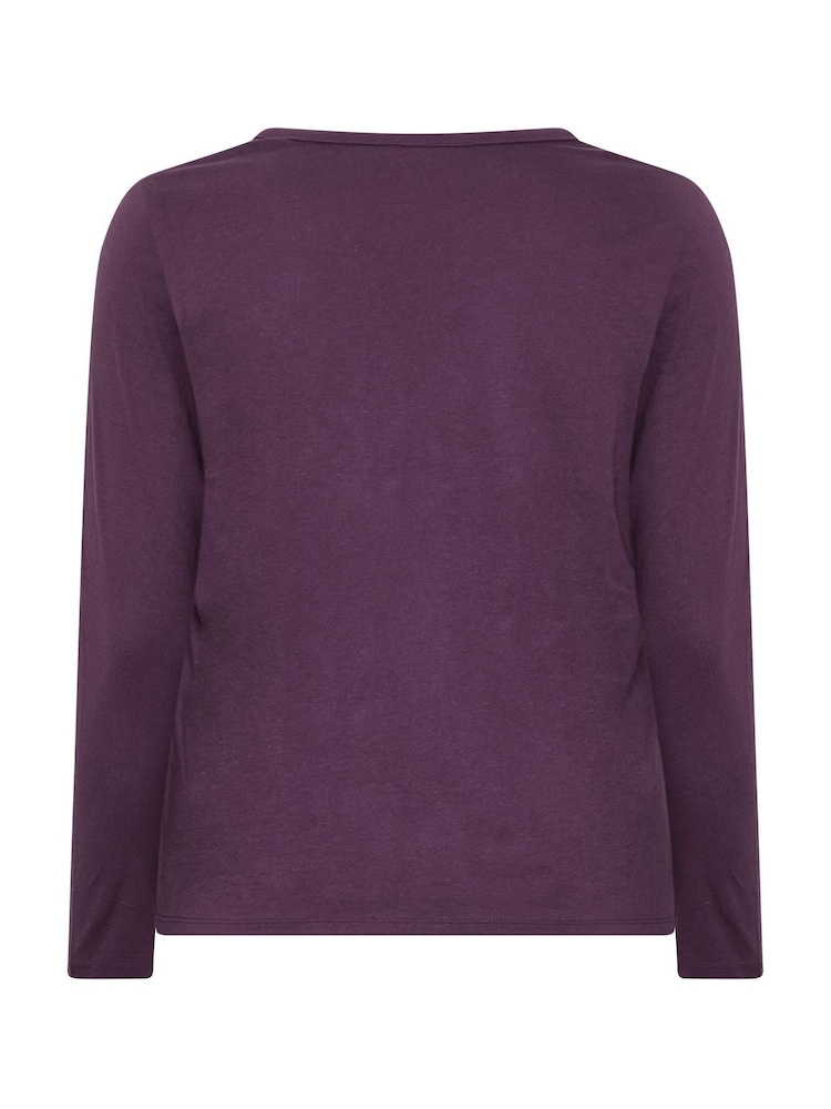 Yours Curve Purple Long Sleeve Henley Button T-Shirt - Image 6 of 6 Yours Curve Purple Long Sleeve Henley Button T-Shirt - Image 6 of 6