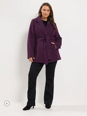 Yours Curve Purple Short Wrap Coat - Image 2 of 6