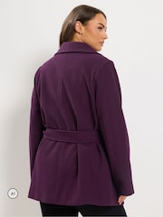 Yours Curve Purple Short Wrap Coat - Image 3 of 6