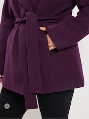 Yours Curve Purple Short Wrap Coat - Image 4 of 6