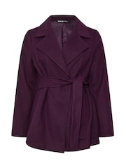 Yours Curve Purple Short Wrap Coat - Image 5 of 6