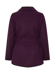 Yours Curve Purple Short Wrap Coat - Image 6 of 6