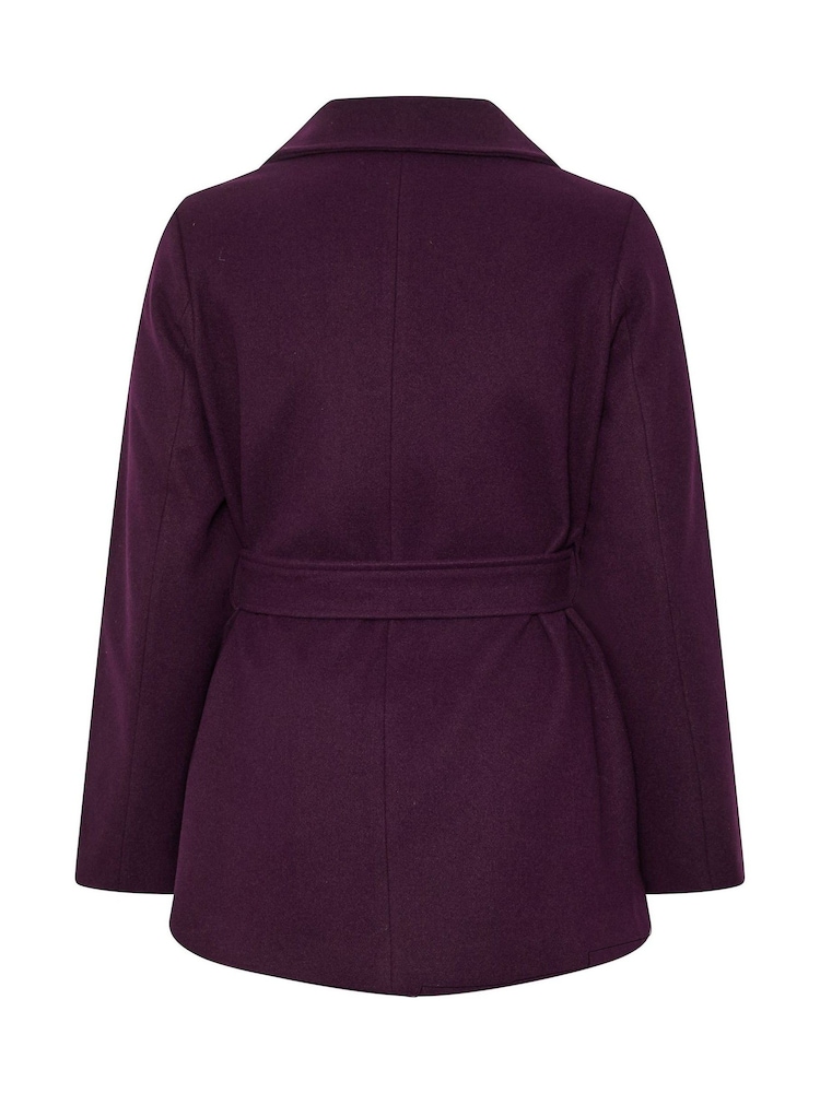 Yours Curve Purple Short Wrap Coat - Image 6 of 6