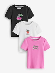 Olivia Rubin Rib Fitted Fruit Graphic Tops 3 Pack - Image 9 of 15