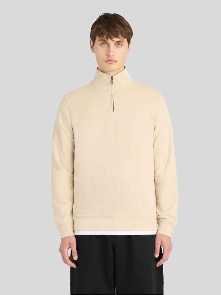 Lyle & Scott Natural Superfine Quarter Zip Sweatshirt - Image 1 of 6 Lyle & Scott Natural Superfine Quarter Zip Sweatshirt - Image 1 of 6