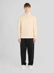 Lyle & Scott Natural Superfine Quarter Zip Sweatshirt - Image 3 of 6