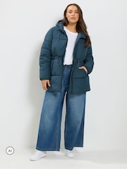 Yours Curve Blue Short Padded Jacket - Image 2 of 7