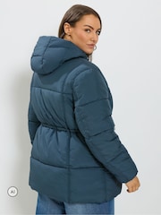 Yours Curve Blue Short Padded Jacket - Image 3 of 7