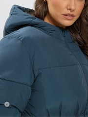 Yours Curve Blue Short Padded Jacket - Image 5 of 7