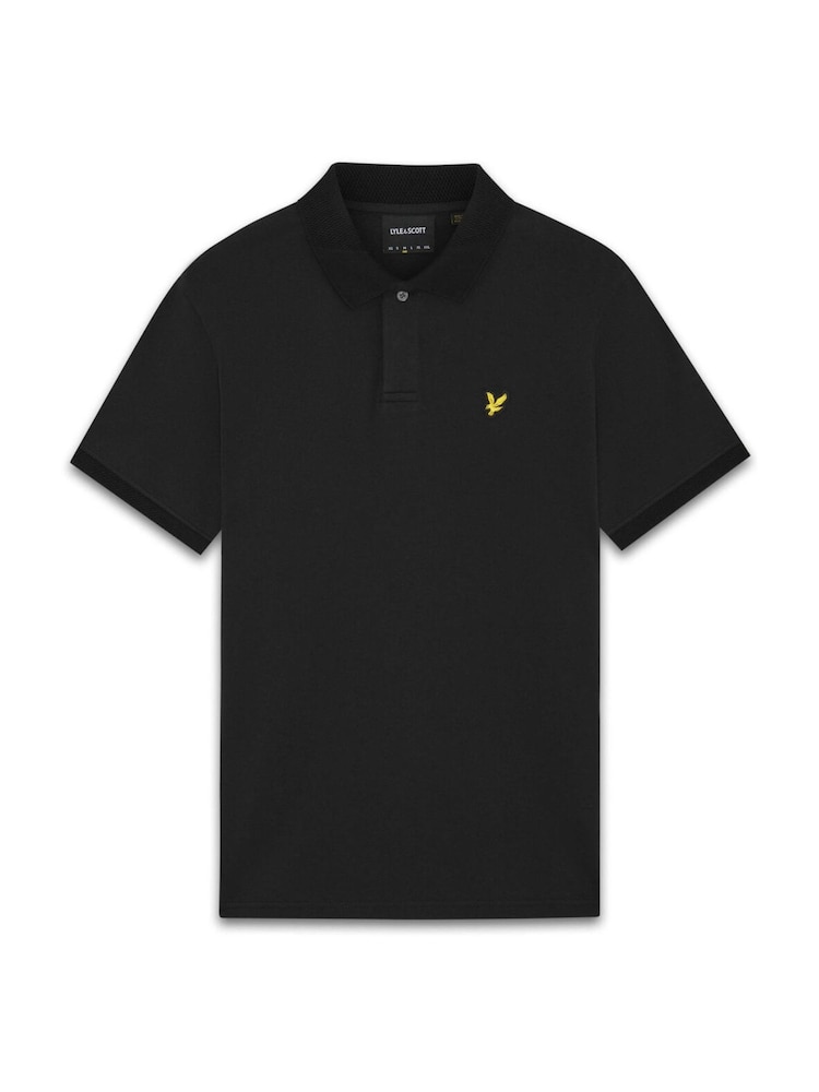 Lyle & Scott Black Jacquard Collar Polo Shirt - Image 1 of 1 Lyle & Scott Black Jacquard Collar Polo Shirt - Image 1 of 1
