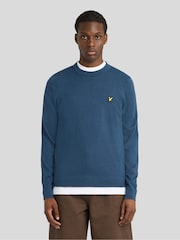 Lyle & Scott Blue Cotton Merino Crew Neck Jumper - Image 1 of 6