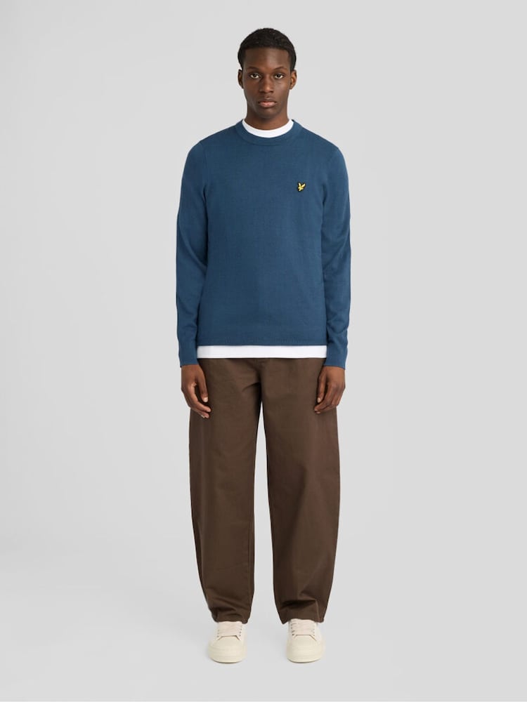 Lyle & Scott Blue Cotton Merino Crew Neck Jumper - Image 2 of 6 Lyle & Scott Blue Cotton Merino Crew Neck Jumper - Image 2 of 6