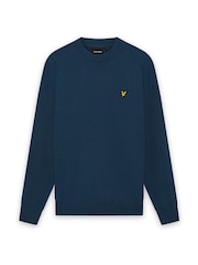 Lyle & Scott Blue Cotton Merino Crew Neck Jumper - Image 5 of 6