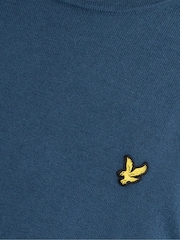 Lyle & Scott Blue Cotton Merino Crew Neck Jumper - Image 6 of 6