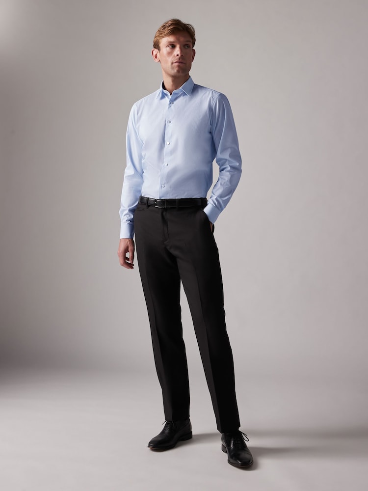 Light Blue Stripe Slim Fit Single Cuff Four Way Stretch Shirt - Image 2 of 9