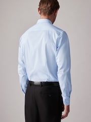 Light Blue Stripe Slim Fit Single Cuff Four Way Stretch Shirt - Image 3 of 9