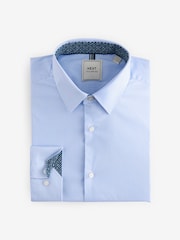Light Blue Stripe Slim Fit Single Cuff Four Way Stretch Shirt - Image 7 of 9