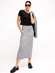 Black Slim Fit Ribbed Short Sleeve Crew Neck T-Shirt - Image 2 of 7