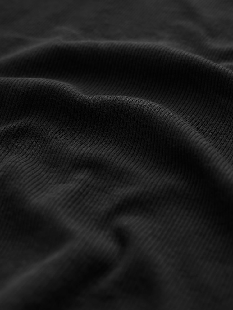 Black Slim Fit Ribbed Short Sleeve Crew Neck T-Shirt - Image 7 of 7