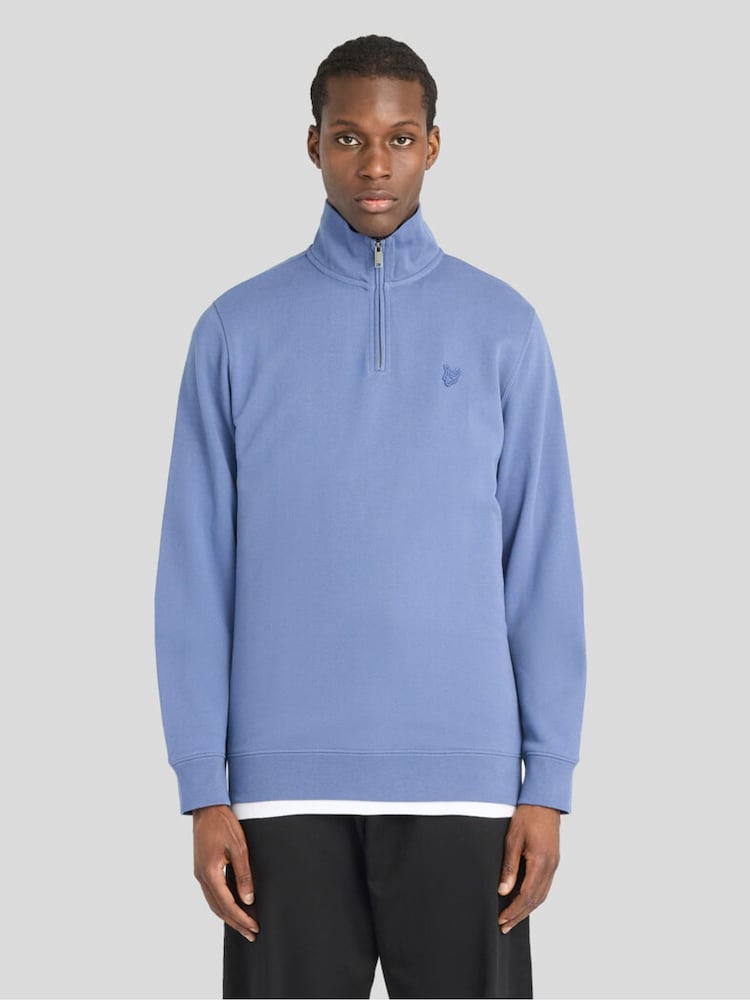 Lyle & Scott Blue Superfine Quarter Zip Sweatshirt - Image 1 of 6 Lyle & Scott Blue Superfine Quarter Zip Sweatshirt - Image 1 of 6
