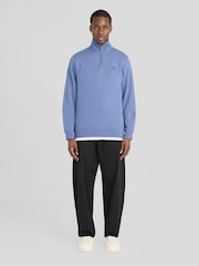 Lyle & Scott Blue Superfine Quarter Zip Sweatshirt - Image 3 of 6