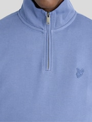 Lyle & Scott Blue Superfine Quarter Zip Sweatshirt - Image 4 of 6