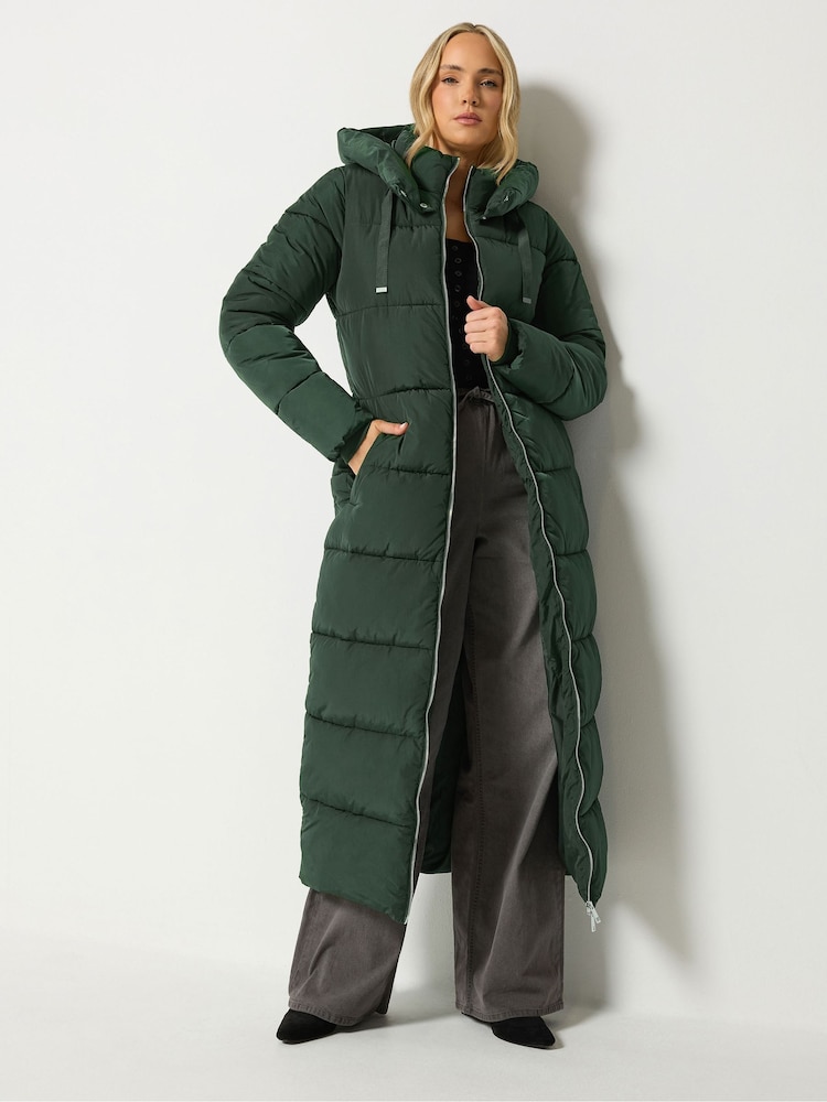 Long Tall Sally Green Padded Maxi Coat - Image 1 of 6